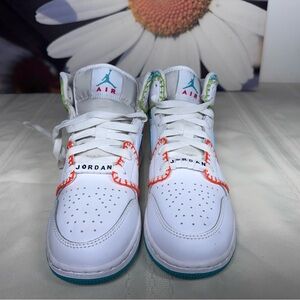 Nike Air Jordan 1 Mid Multi Knit white Teal DM6218-100 size 6Y